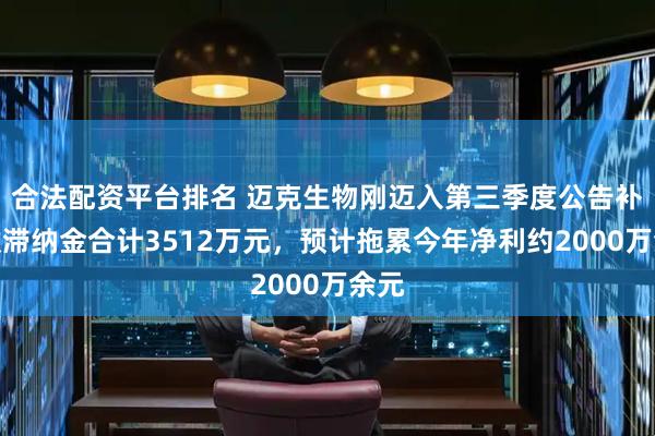合法配资平台排名 迈克生物刚迈入第三季度公告补税缴滞纳金合计3512万元，预计拖累今年净利约2000万余元